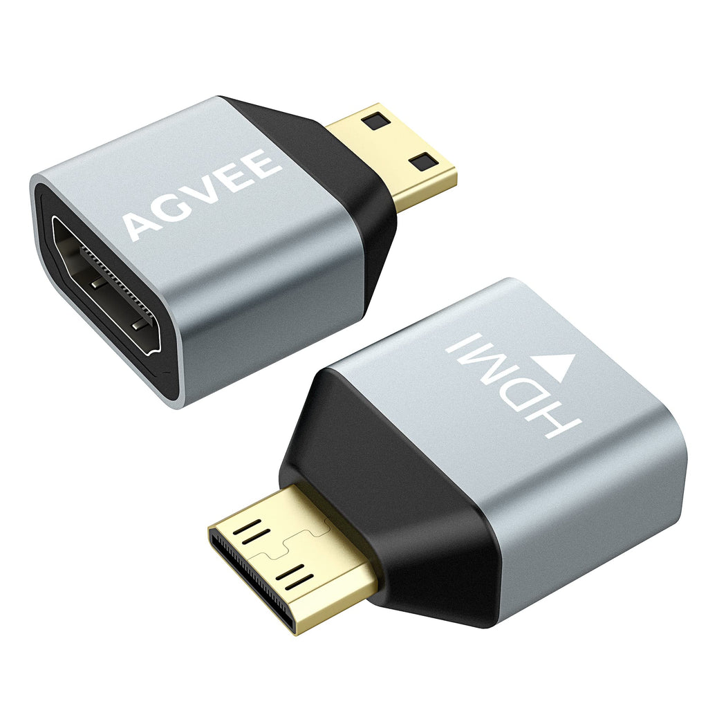 AGVEE [2 Pack] HDMI to Mini HDMI(C-Type) Adapter, 19 Pin HDMI 2.0 4k@60HZ HDMI Female Type-A to Mini HDMI Coupler Extender Connector Extension Converter Gray