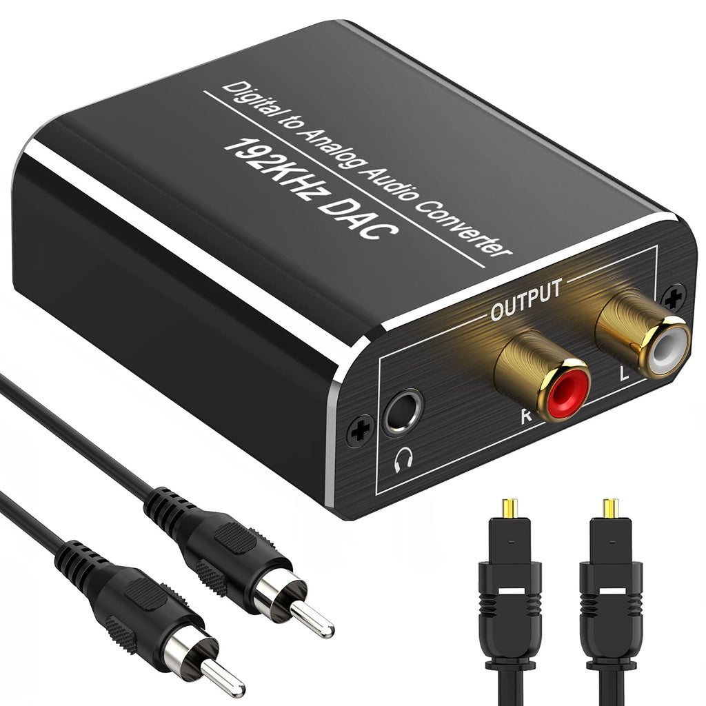 192Khz Digital to Analog Audio Converter, Tekholy Digital Spdif/Optical/Toslink/Coaxial to Analog Stereo L/R RCA, Optical to 3.5Mm Jack Converter for PS4 Xbox HDTV DVD Headphone