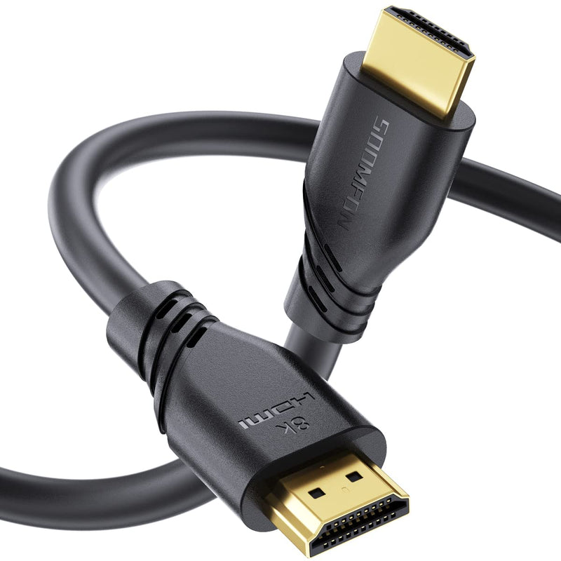 8K HDMI Cable 6.6ft - SOOMFON 48Gbps High Speed HDMI 2.1 Cord, 8K@60Hz, 4K@120Hz, HDCP 2.3, HDR 10+, eARC Compatible with PS5, PS4, Xbox Series X, QLED TV, UHD TV, Blu-ray and More 6.6 feet