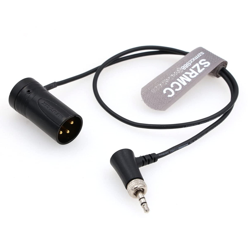 SZRMCC Low Profile XLR 3 Pin Male to Locking 3.5mm TRS Audio Cable for Sennheiser EK500 Sony UWP-D Series Wireless Transmitter Receivers (Black Cap) Black Cap