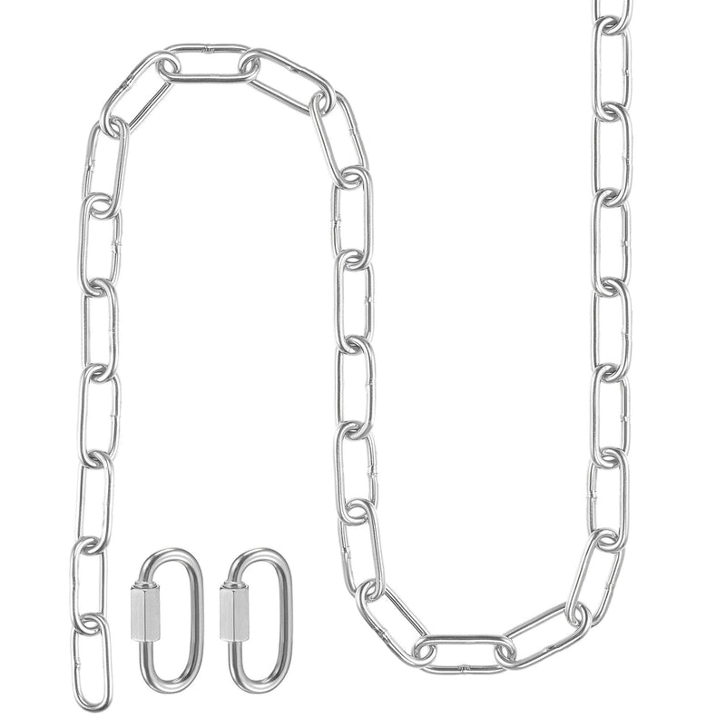 [AUSTRALIA] - uxcell Proof Coil Chain 1.2 Meter 2.95mm Thick 176Lbs Load Capacity with 2 Quick Link, Zinc Plated 304 Stainless Steel for Clothes Hanging Guardrail 