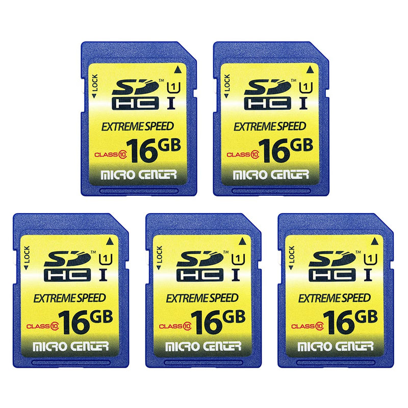 16GB Class 10 SDHC Flash Memory Card Full Size SD Card USH-I U1 Trail Camera Memory Card by Micro Center (5 Pack) 16GB x 5