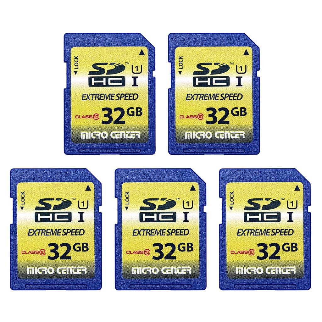 32GB Class 10 SDHC Flash Memory Card Full Size SD Card USH-I U1 Trail Camera Memory Card by Micro Center (5 Pack) 32GB x 5
