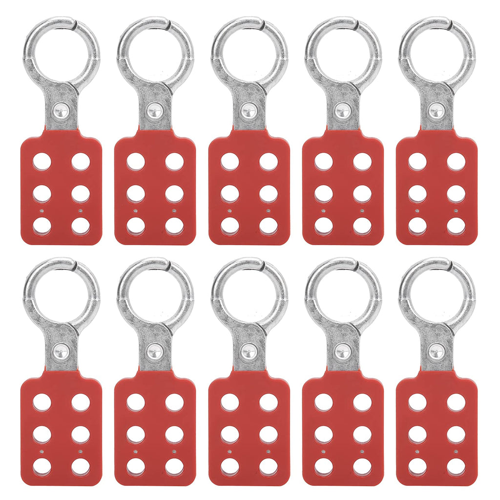 10pcs Lockout Tagout Hasp, Safety Aluminium Insulation Padlock Hasp for Multiple Management, Insulated Lock Hasp with 6 Holes Interlock, 1in Inside Jaw Diameter