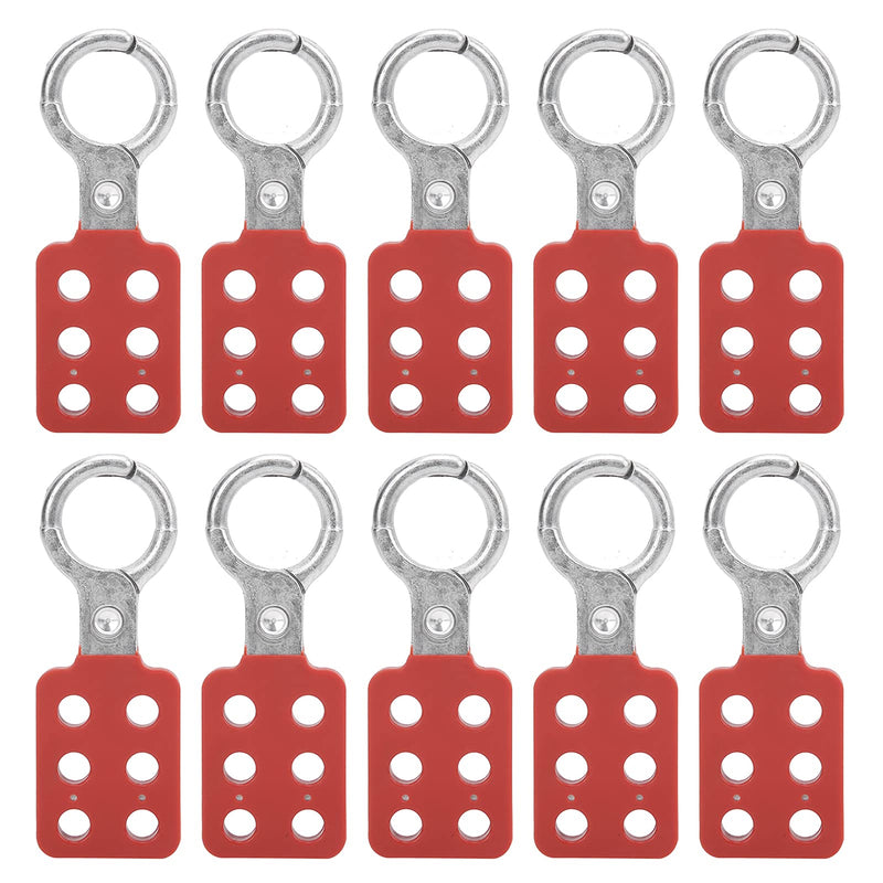 10pcs Lockout Tagout Hasp, Safety Aluminium Insulation Padlock Hasp for Multiple Management, Insulated Lock Hasp with 6 Holes Interlock, 1in Inside Jaw Diameter