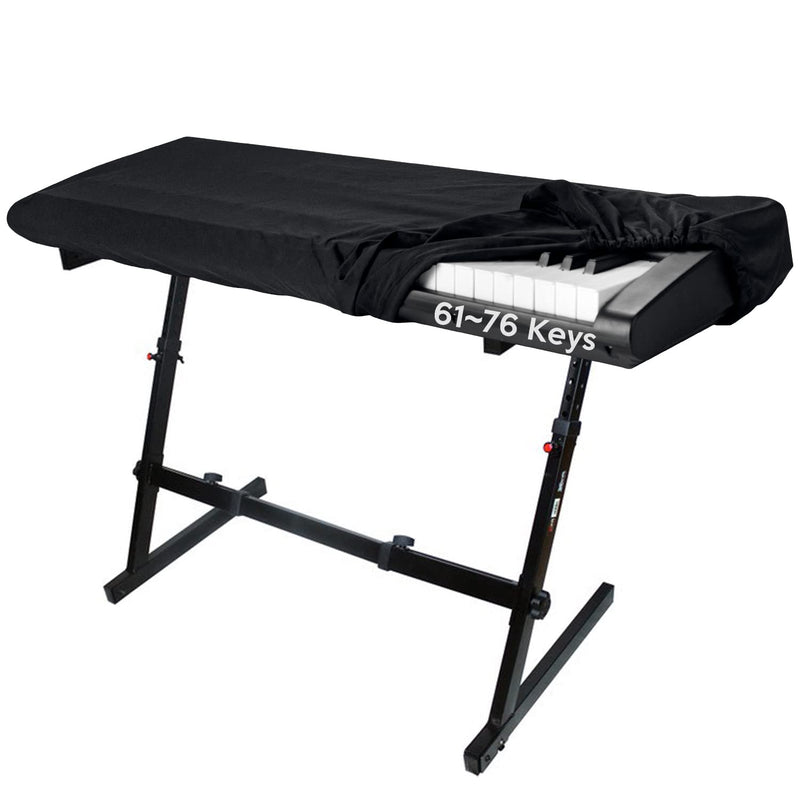 Piano Keyboard Dust Cover, 61 Keys Piano Music Keyboard Cover, Stretchy Electronic Keyboard Piano DirtProof Cover, Piano Keyboard Cover With Durable Elastic & Cord Lock, Black 61 to 76 Keys