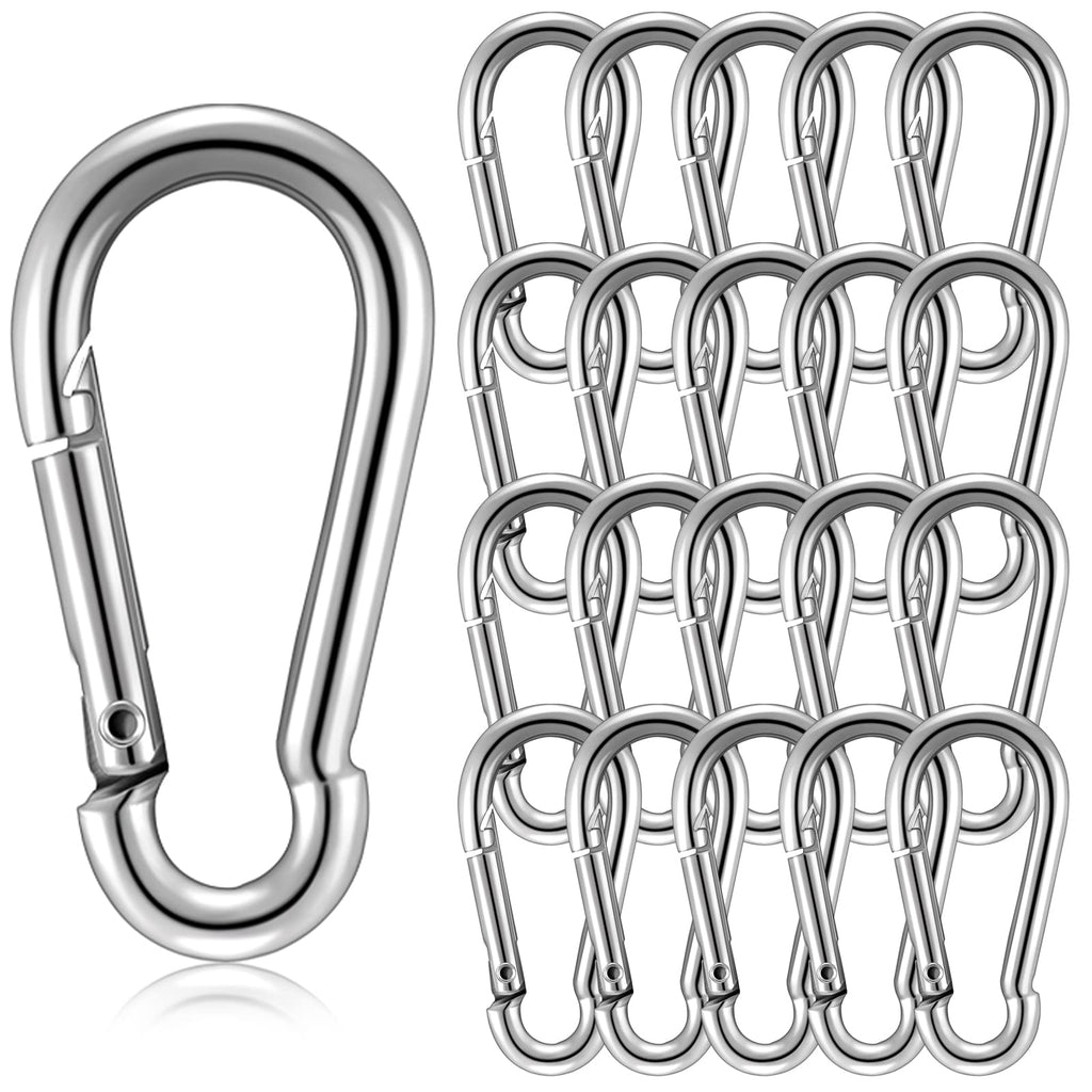 20 Pieces Small Clips Snap Hook Stainless Steel Clip Keychain 1.57 Inch Stainless Steel Spring Snap Hook for Home Outdoor Sports Camping Bird Feeder Dog Leash Harness Link Keychain