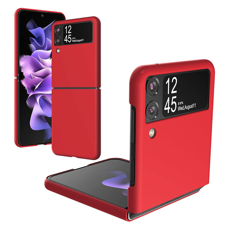 Foluu Galaxy Z Flip 3 Case, for Samsung Galaxy Z Flip 3 Slim Phone Case, Premium Thin Full Protection Hard PC with Non-Slip Grip Protective Cover for Samsung Galaxy Z Flip 3 5G 2021 (Red) Red