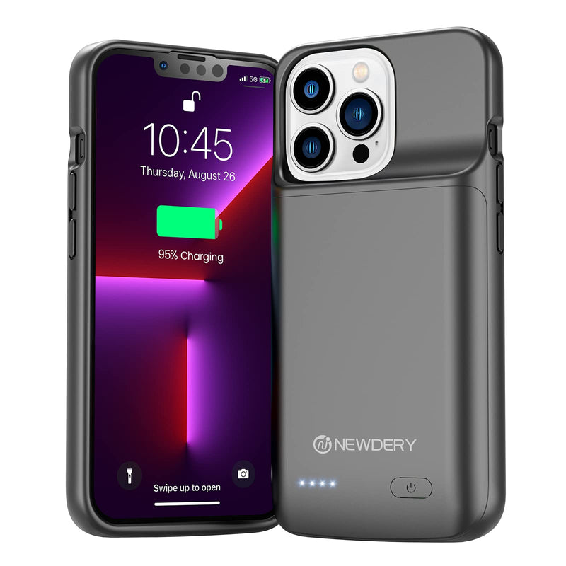 NEWDERY Battery Case for iPhone 13 Pro & iPhone 13, 4800mAh Slim Portable Protective Charging Cover, Rechargeable Extended Power Charger Case for iPhone 13 Pro & iPhone 13-6.1inch
