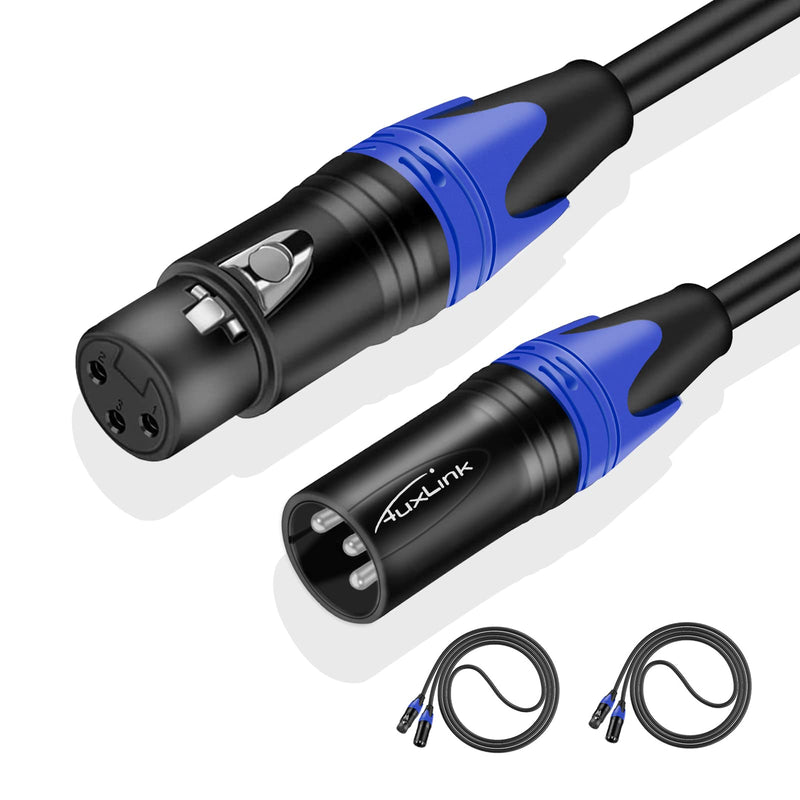 XLR Cables, Microphone Cables 3ft 2 Pack, AuxLink Heavy Duty Balanced XLR Speaker Cable Male to Female Suitable for Microphones, Speaker Systems, Radio Station, Stage Lighting and More-3 Feet 3 Ft 2 Pack