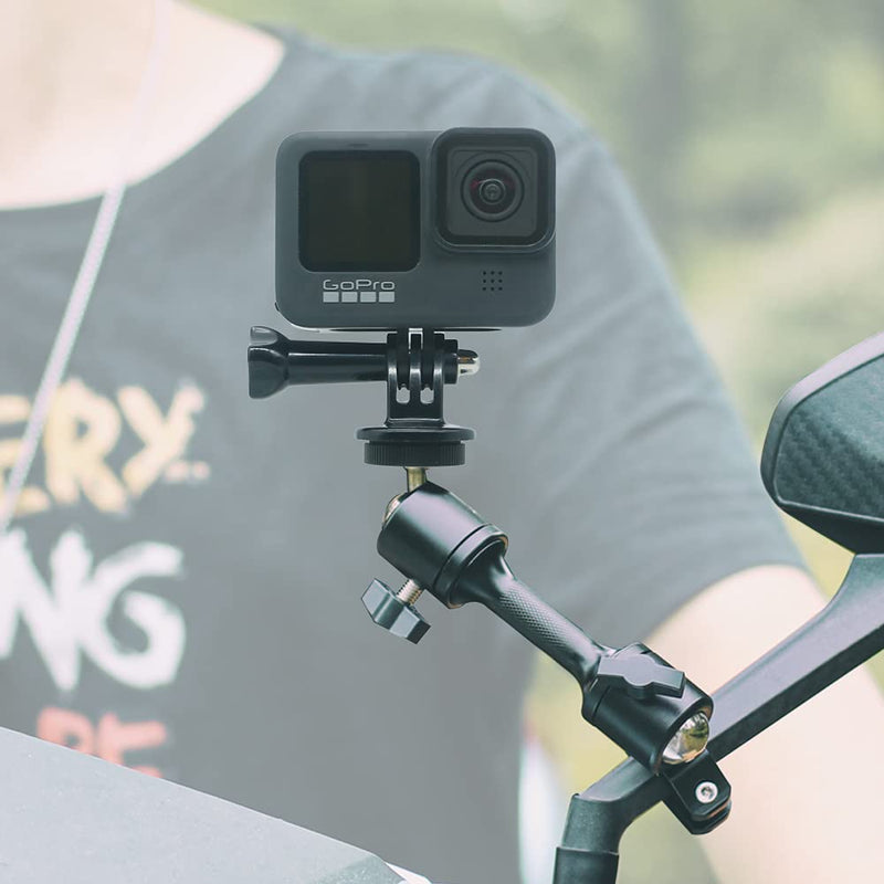 Aluminum Motorcycle Sports Camera Bracket,360° Motorcycle Bike Camera Holder Handlebar Mount Bracket Compatible with GoPro Hero 10 Black,Hero 9/8/7/6/5 and Other Action Cameras（Small Diameter） Small Diameter Mount