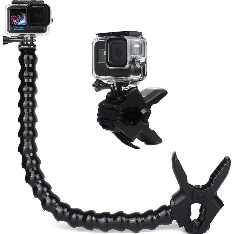 FitStill Jaws Flex Clamp Mount with Adjustable Gooseneck 19-Section Compatible with Go Pro Hero 10, Hero 9, 8, 7, 6, 5, 4, Session, 3+, 3, 2, 1, Max, Fusion, DJI Osmo Action Cameras