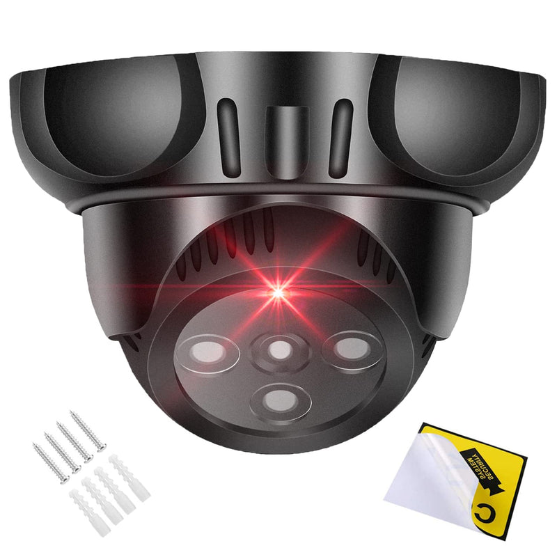 A-ZONE Dummy Security Camera, Fake Security Camera Wireless with One Red LED Light, Simulated Surveillance Cameras, Fake Security Cam Dummy Dome Camera for Home and Business Security Indoor/Outdoor Black