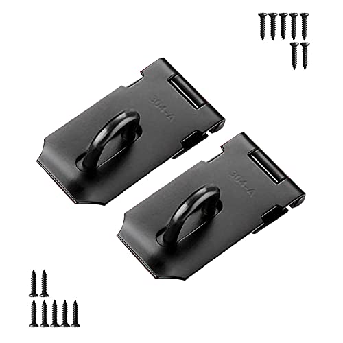 Door Hasp Padlock Latch Stainless Steel Safety Clasp Hasp Lock Latch Matte Black Finish 2 Pack (3inch) 3inch