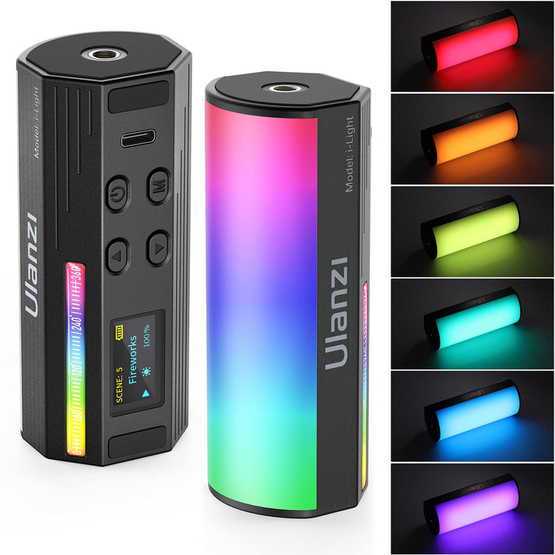 ULANZI Handheld Light Wand, 360° RGB LED Video Light for Photography, 2000mAh Rechargeable Mini Light Stick for Video Shooting, 2500-9000K Dimmable Camera Light w LCD, Support Magnetic Attraction 1 Piece