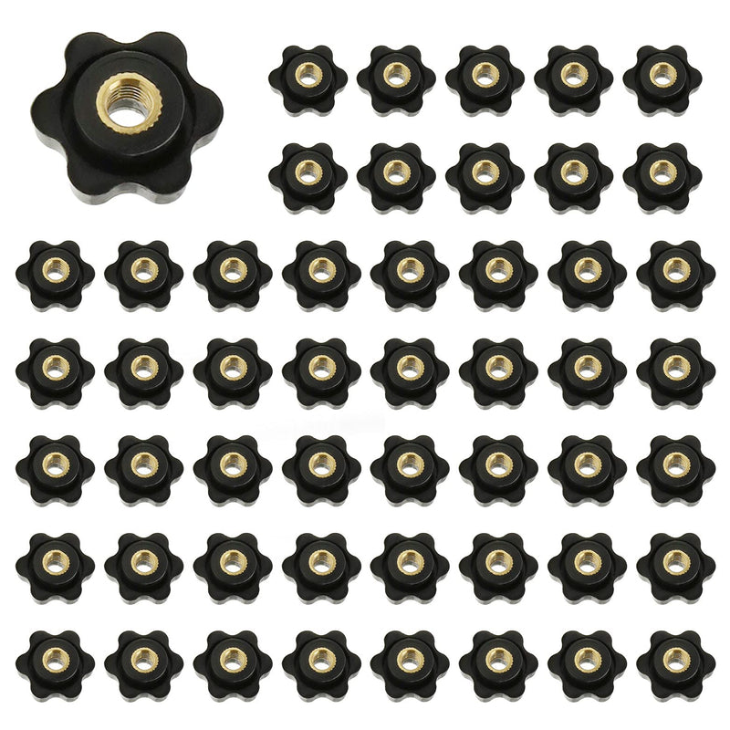 50 Pcs Female Thread Clamping Knob Black Plastic Hand Knob Star Shape Knob Handle for Machine Tool (M6 x 25mm) 50 M6 x 25mm