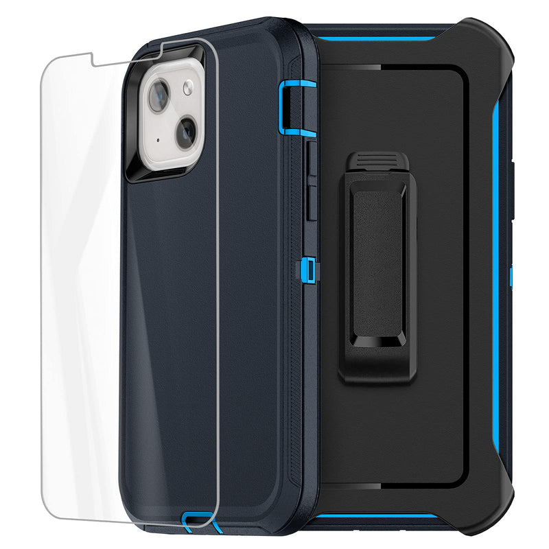 AICase for iPhone 13 Case with Belt-Clip Holster, Screen Protector, Heavy Duty Protective Phone Case, Military Grade Full Body Protection Shockproof/Dustproof/Drop Proof Rugged Cover (Admiral Blue) Admiral Blue/royal Blue