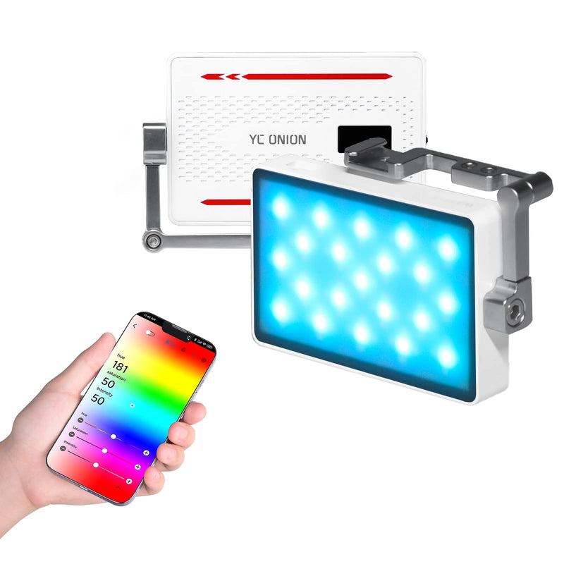 YC Onion RGB Camera Light Photography Studio Video Lighting with APP Control, Dimmable 3200K-6200K LED Video Light CRI98+ 360°Full Color Camera Light, Fill Light with Cold Shoe Bracket White