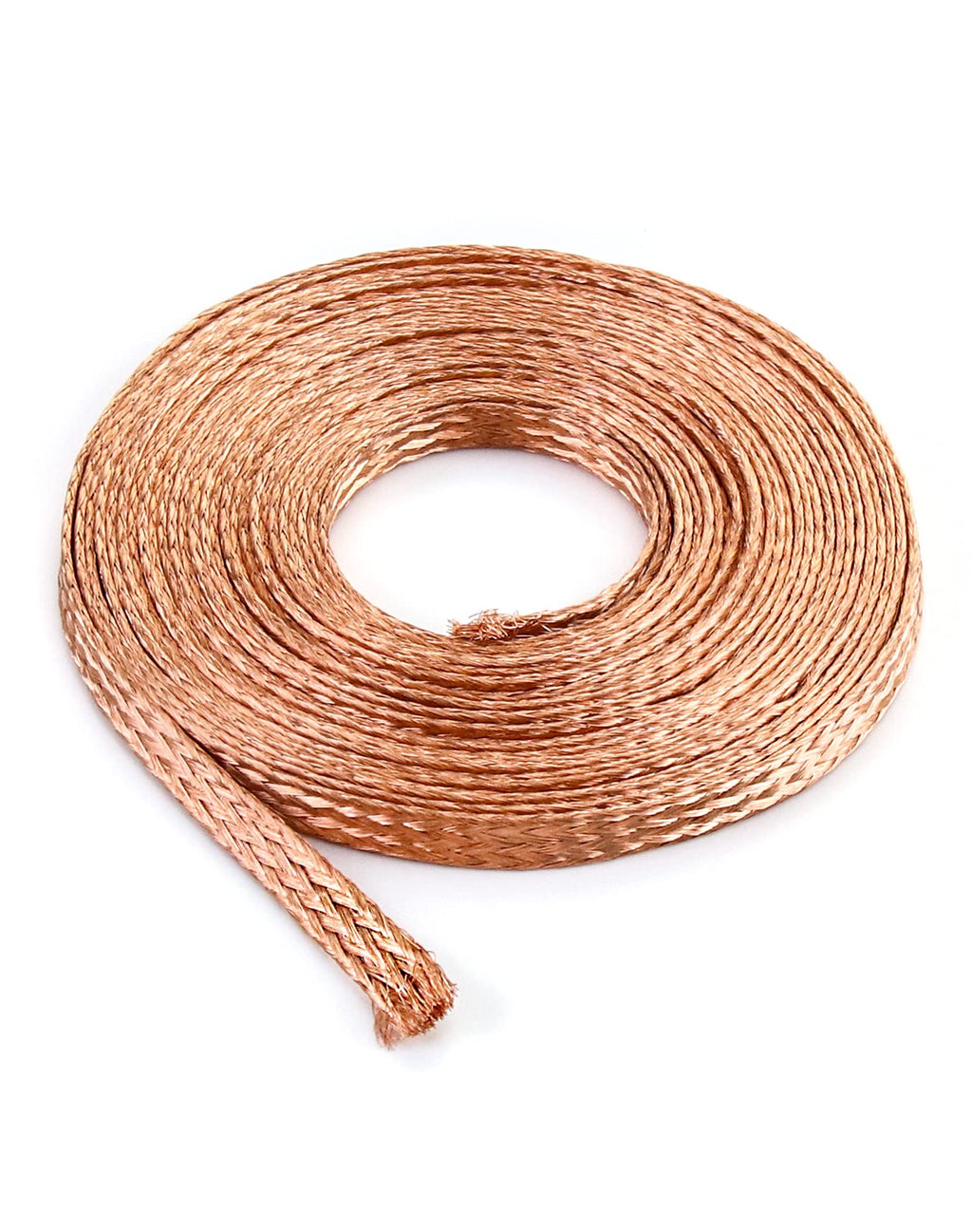 QWORK Flat Copper Braid Cable, 20ft 6mm Copper Braid Wire Ground Lead