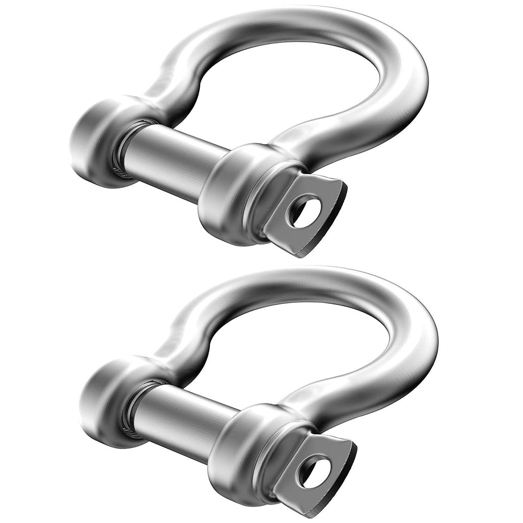 2 Pcs 4/7 Inch 304 Stainless Steel D Ring Shackles 14 mm Screw Pin Anchor Shackle for Traction Steel Wire, 14 mm