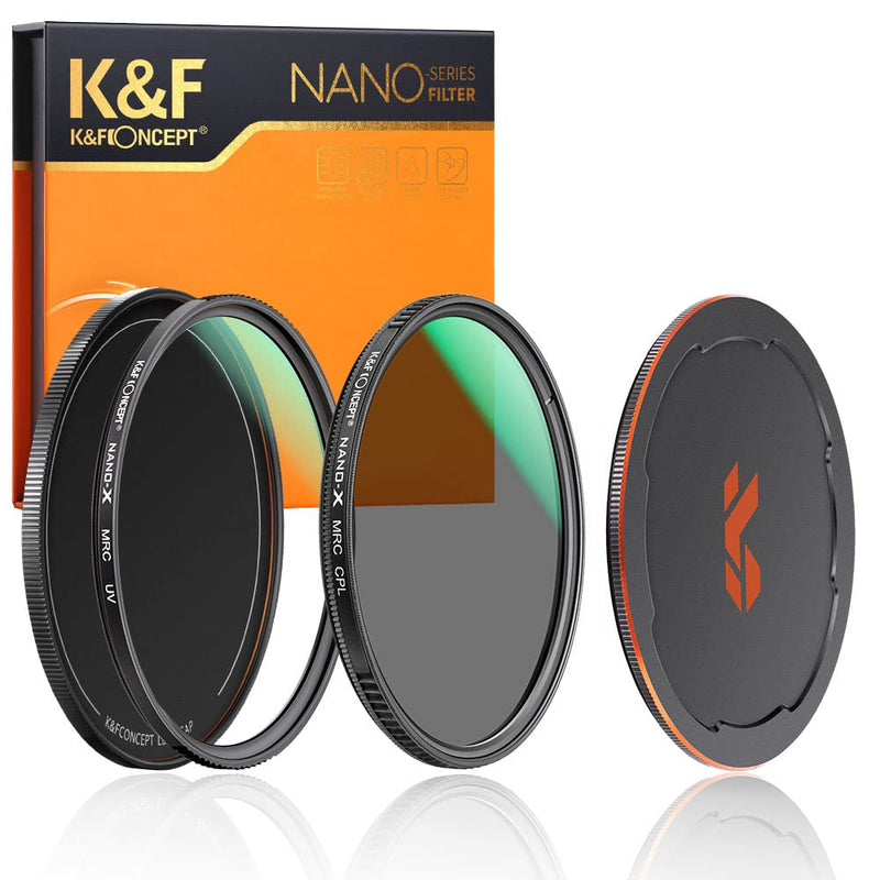 K&F Concept 77mm Circular Polarizers Filter & MC UV Protection Filter Kit (2 pcs) with Up & Down Lens Cap, 28 Multi-Layer Coatings HD CPL/UV Filter Set for Camera Lens (Nano-X Series)