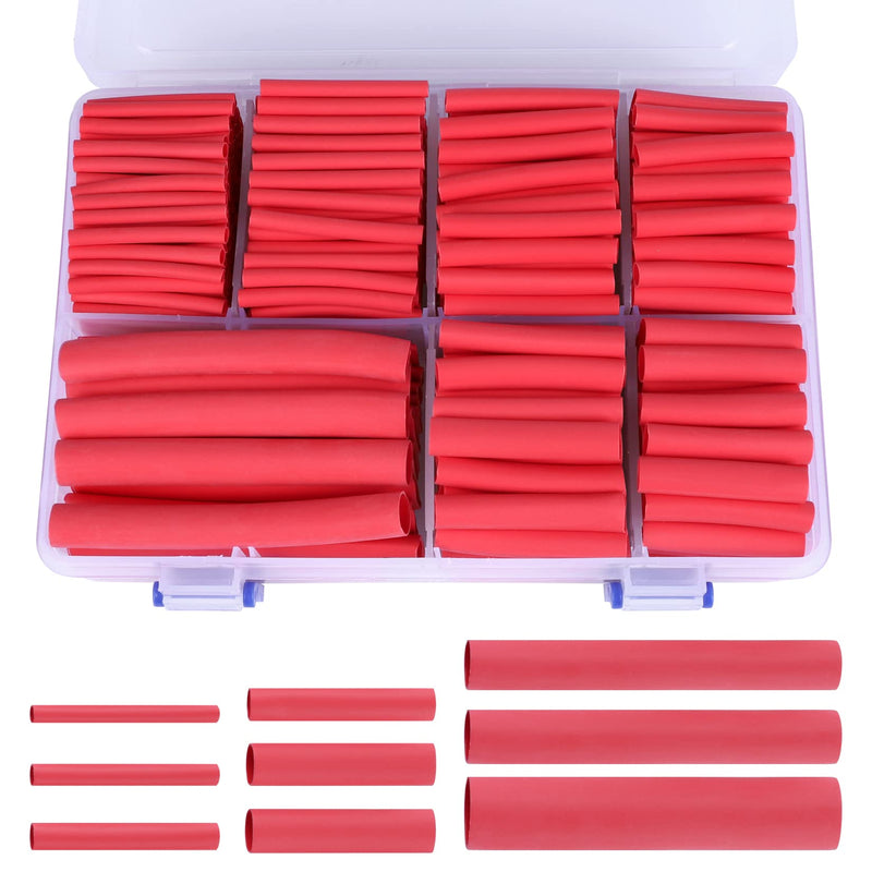 415 PCS 3:1 Red Heat Shrink Tubing Assortment Kit Large Diameter 7 Size, 3/32" 1/8" 3/16" 1/4" 3/8" 1/2" 3/4" No Wrinkle Electrical Tube for Wires,Marine Grade with Adhesive Lined Waterproof