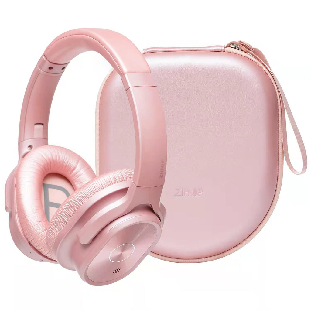 ZIHNIC Active Noise Cancelling Headphones, 40H Playtime Wireless Bluetooth Headset with Deep Bass Hi-Fi Stereo Sound,Comfortable Earpads for Travel/Home/Office (Rose Gold) rose