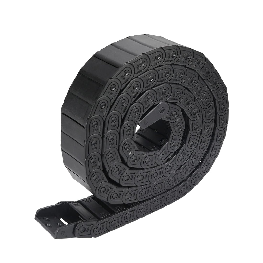 Heyiarbeit 15x40mm Plastic Cable Wire Carrier Drag Chain 1.5M R28 with End Connectors Open Type for Electrical Machines CNC Black 1Pcs