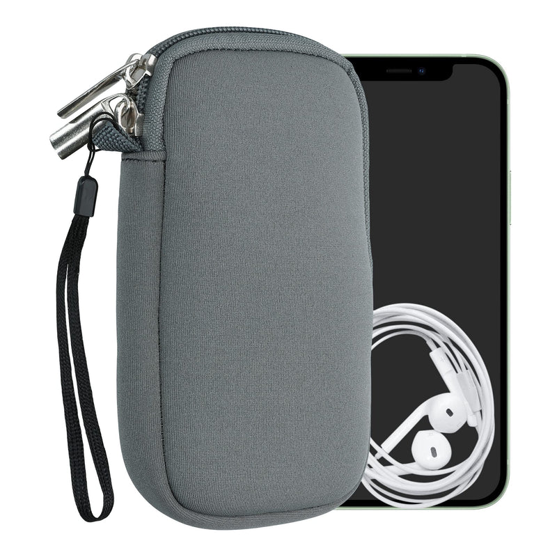 kwmobile Neoprene Phone Pouch Size XL - 6.7/6.8" - Universal Cell Sleeve Mobile Bag with Zipper, Wrist Strap - Titanium Grey XL - 6,7/6,8"