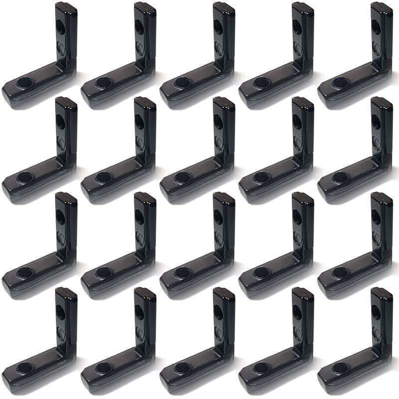 20Set Black 2020 Series T Slot L-Shape Interior Inside Corner Connector Joint Bracket with Screws and Wrench for 6mm T Slot Aluminum Profile Extrusion Accessories