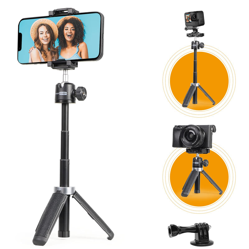 USKEYVISION Extendable Tripod, with Built-in Metal Extension Rod from 6.3IN to 11IN, for iPhone 13/Mini/Pro/Max, Smartphones and Cameras (E-1)