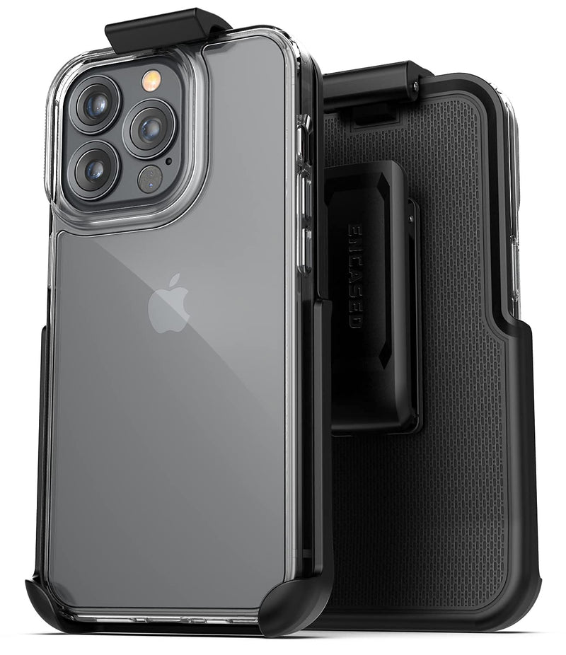 [AUSTRALIA] - Encased Belt Case Designed for iPhone 13 PRO MAX Clear Case with Holster Clip (Transparent Cover with Phone Holder) 2021 Release Clear Back 