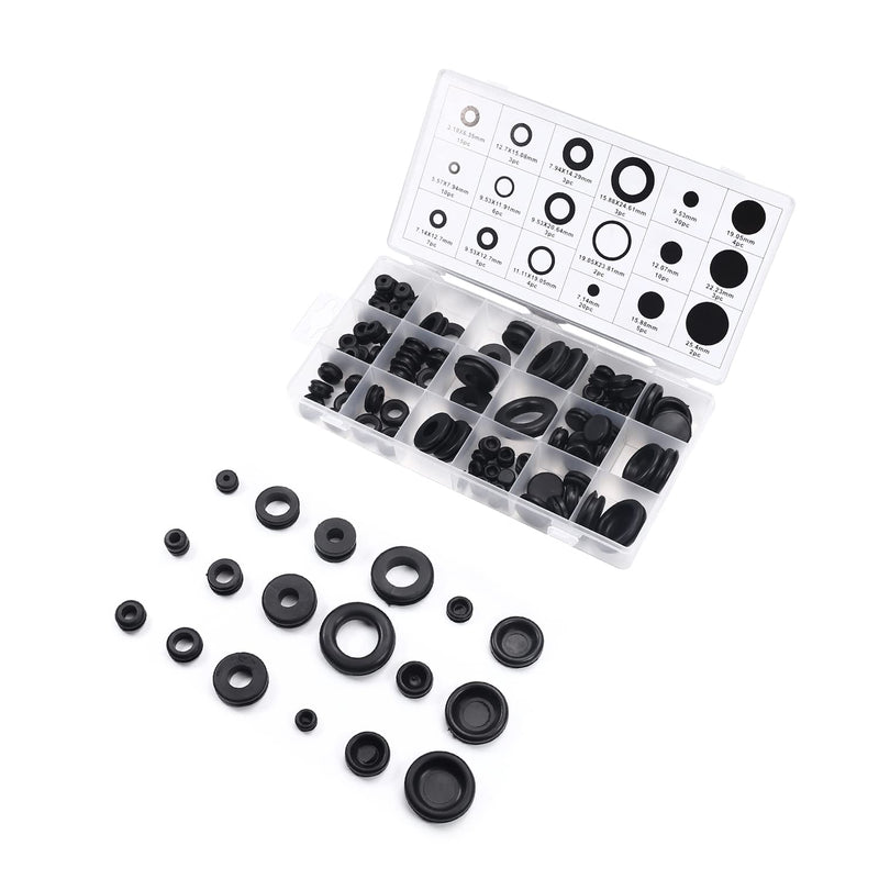 Yinpecly Rubber Grommet Assortment Firewall Wiring Gasket Kit for Wiring Cable for Automotive, Plumbing, and PC Hardware and Piano 125PCS