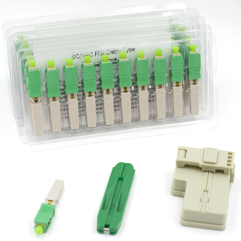 100pcs SC APC Fiber Optic Quick Connector with Fiber Cutting Tools Automatic Switch Type Fiber Optic Fast Connectors Single Mode Mechanical Connectors Adapter for 2.0 x 3.0mm Butterfly Fiber Cable APC Butterfly 100pcs
