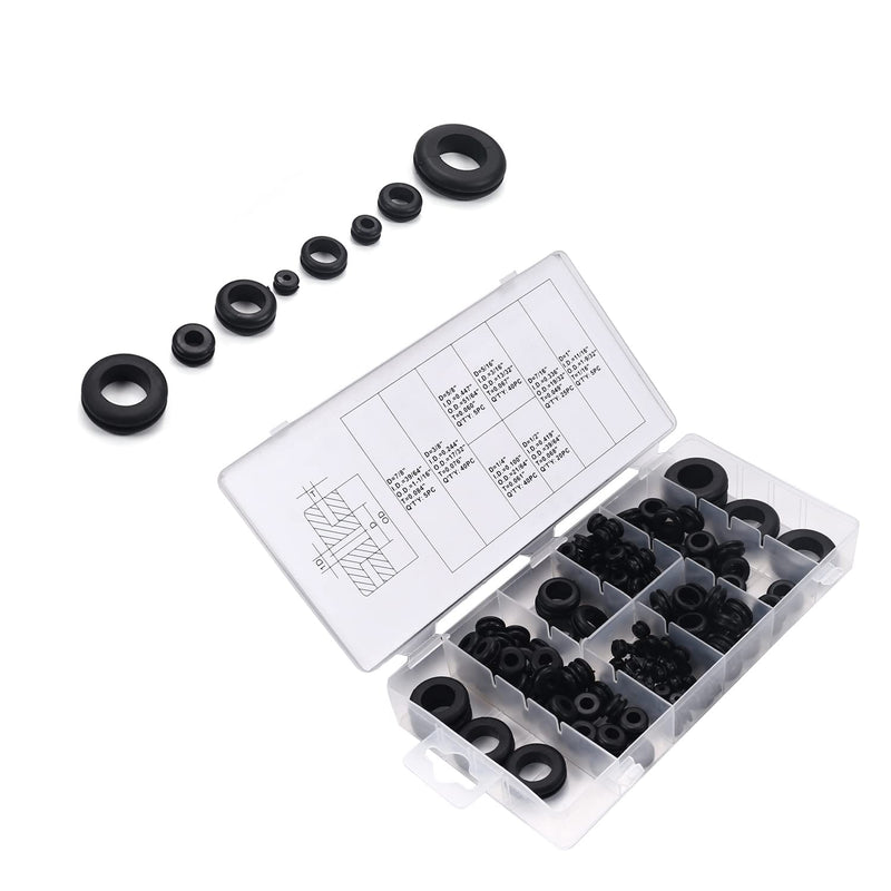Yinpecly Rubber Grommet Assortment Firewall Wiring Gasket Kit for Wiring Cable for Automotive, Plumbing, and PC Hardware and Piano 180PCS