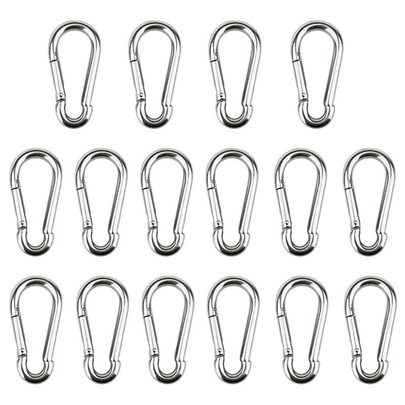 16 Pcs Carabiner Clips Spring Snap Hooks - M4 1.57 Inch Heavy Duty 304 Stainless Steel Spring Clips, Small Key Chains Clips for Dog Leash, Outdoor Camping, Swing, Hammock, Hiking, Can Hold 150lbs M4 / 1.57” - 16pcs