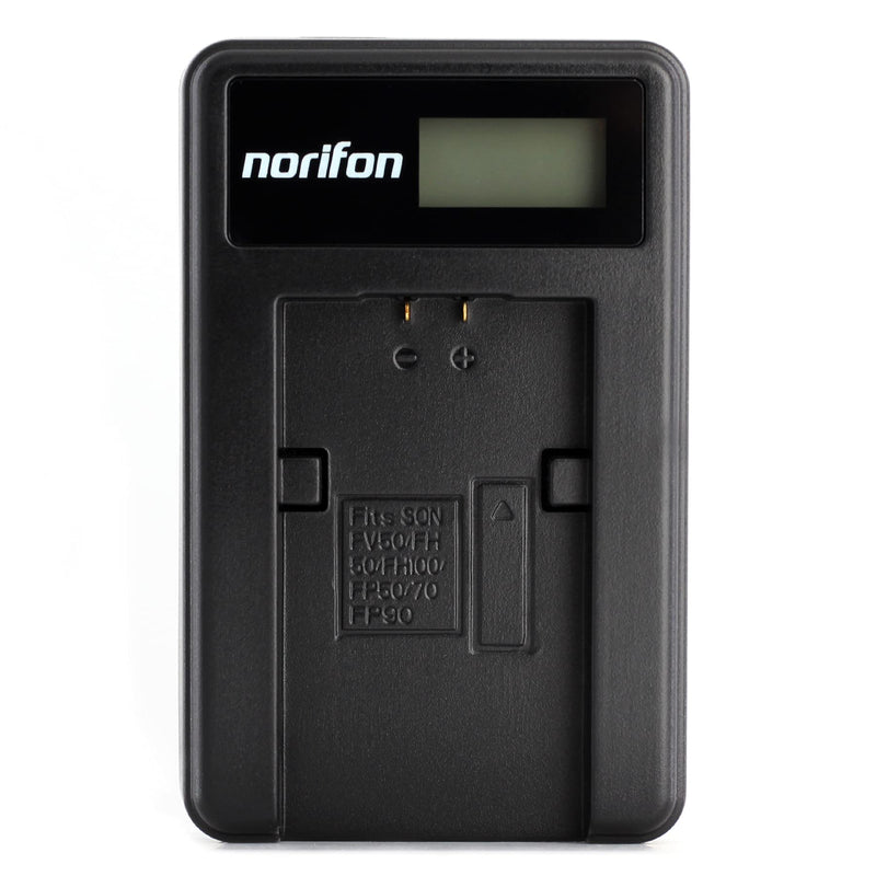 Norifon NP-FH50 LCD USB Charger Sony DCR-DVD108 DCR-DVD610 DCR-DVD105 DCR-HC21 DCR-HC52 HC38 DCR-SR45 DCR-SR47 DCR-SX85 DCR-SX45 DCR-SX44 HDR-SR11 HDR-SR12 HDR-XR160 Camera More, Black (NP-FH50-L)