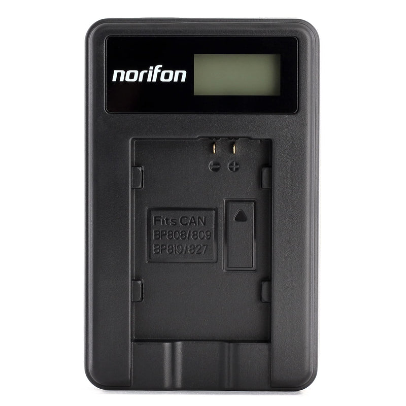 Norifon BP-808 LCD USB Charger for Canon FS100, FS200, FS300, LEGRIA HF G10, LEGRIA HF G25 Camera and More ,Black, BP-808-L