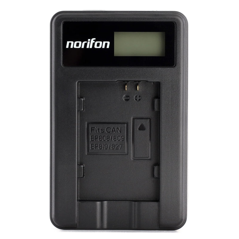 [AUSTRALIA] - Norifon BP-808 LCD USB Charger for Canon FS100, FS200, FS300, LEGRIA HF G10, LEGRIA HF G25 Camera and More ,Black, BP-808-L 