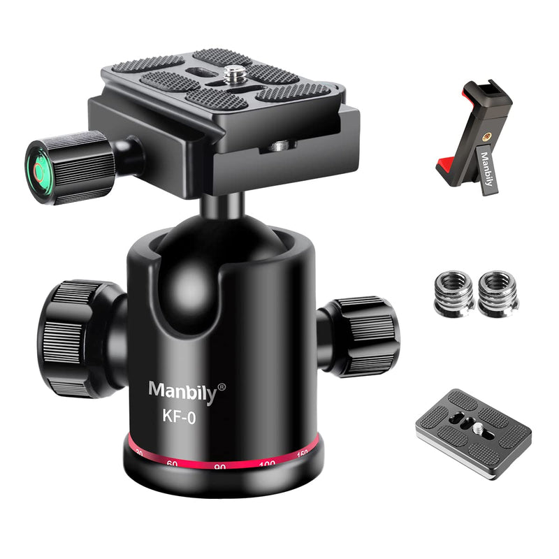 [AUSTRALIA] - Manbily Photography Ball Head,360 Degree Rotation, with Quick Release Plate and Level Gauge, Metal Aluminum, Suitable for Tripod,DSLR,Camcorder,Monopod,Maximum Load 17.6lb(KF-0) 