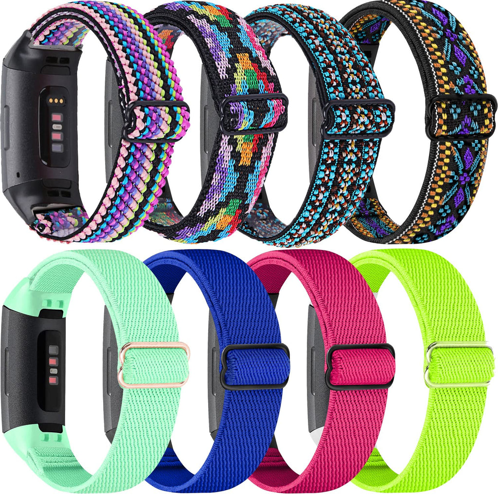 ShuYo 8 Pack Bands Compatible with Fitbit Charge 4 / Charge 3 / Charge 3 SE, Adjustable Replacement Watch Bands Fitness Sport Band Wristband for Women Men