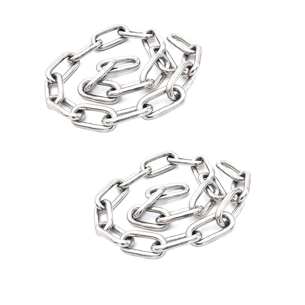 304 Stainless Steel Safety Chains,Long Link Chain Rings Light Duty Coil Chain for Hanging Pulling Towing (Length*Thickness_50cm * 3mm_2 pcs) Length*Thickness_50cm * 3mm_2 pcs