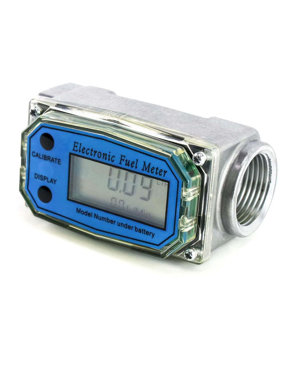 QWORK Digital Turbine Flow Meter, LCD Digital Display with1 Inch NPT Counter Gas Oil Fuel Flowmeter for Diesel, Kerosene, Gasoline