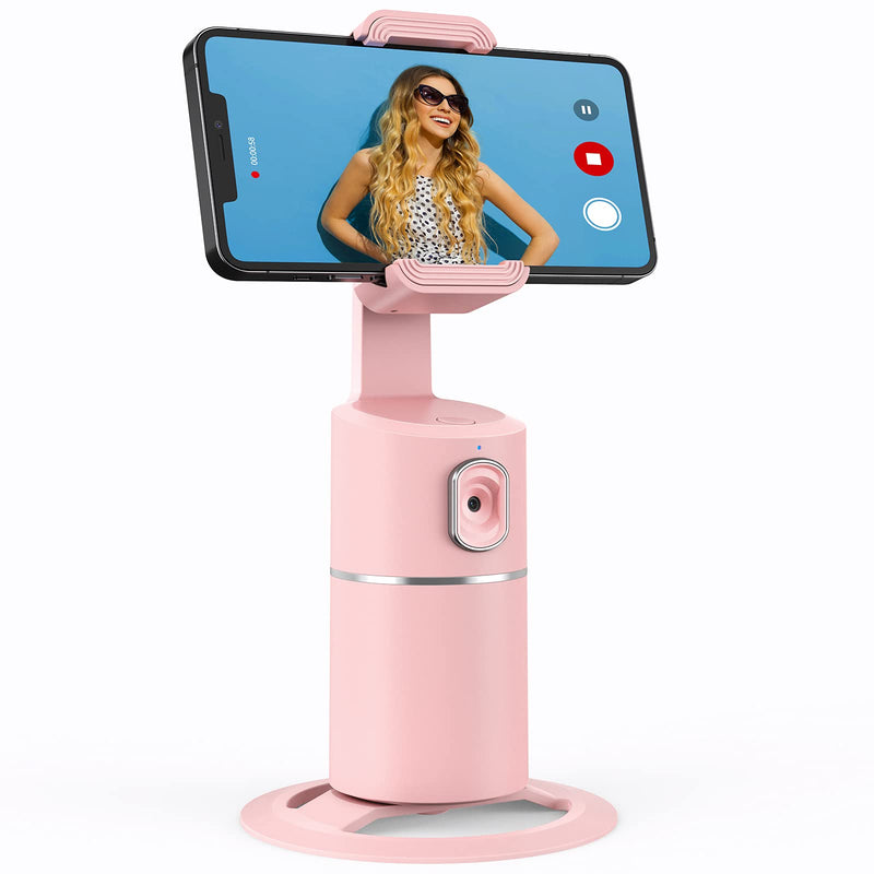 [AUSTRALIA] - Auto Face Tracking Phone Holder, No App Required, 360° Rotation Face Body Phone Tracking Tripod Smart Shooting Camera Mount for Live Vlog Streaming Video, Rechargeable Battery-Pink Pink 