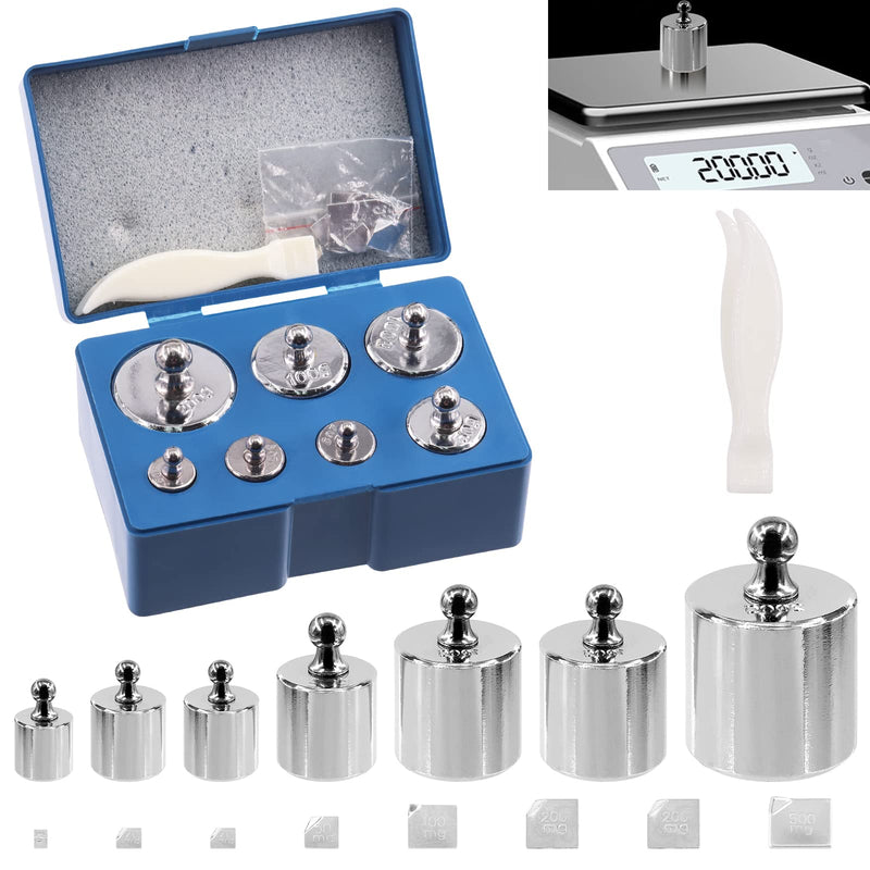 [AUSTRALIA] - Wokape 16Pcs 10 Sizes 10g 20g 50g 100g 200g Precision Steel Scale Calibration Weight Kit Test Weights Kits with Tweezers and Chip Calibration Weights for Digital Balance Scale Laboratory 500g + Chip Calibration Weights Kit 