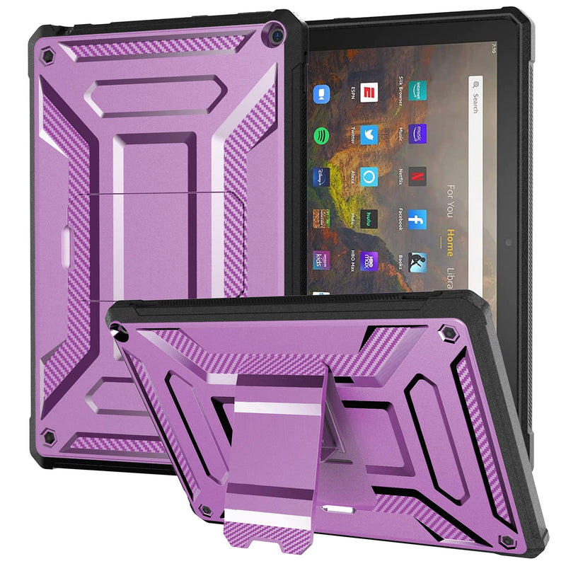 All-New Ｆｉｒｅ ＨＤ 10 inch Tablet Case and Cover (Only Compatible with 11th Generation Tablet, 2021 Release) - DJ&RPPQ Lightweight Armor Series Full Cover with Stand for 10inch Tablet - Purple BD-Purple