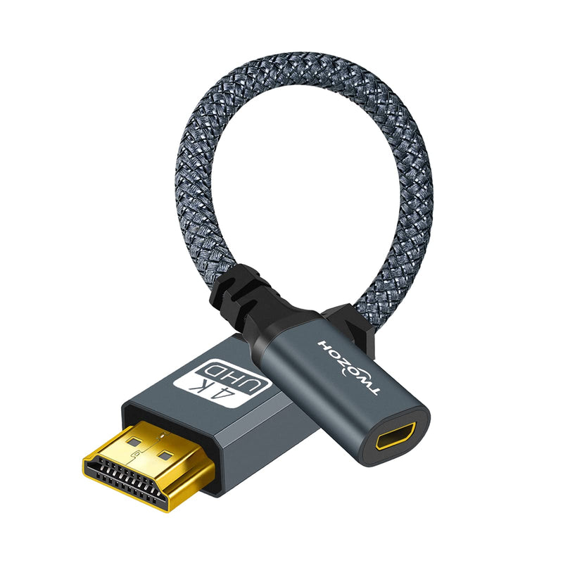 Twozoh Full Size HDMI to Micro HDMI Female Adapter Cable, Micro HDMI Socket to HDMI Adapter Cable Support 3D/4K 1080p.(20CM/0.6FT) HDMI Male to Micro Female