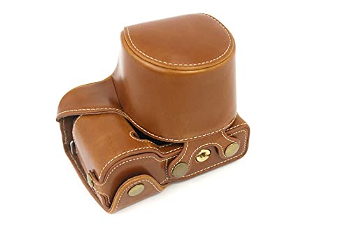 ZV-E10 Case, BolinUS Handmade PU Leather FullBody Camera Case Bag Cover for Sony ZV-E10 ZVE10 with 16-50mm lens Bottom Opening Version + Neck Strap + Mini Storage Bag (Brown) Brown
