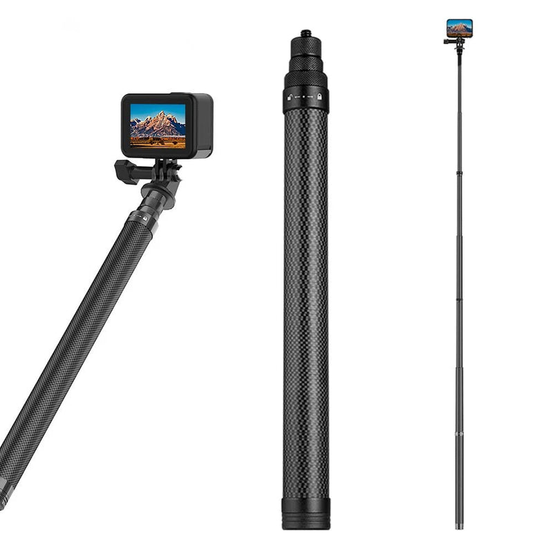 REYGEAK Selfie Stick for Insta 360,Carbon Fiber Selfie Pole for GoPro Max Hero 10/9/ 8 7 6 5 Insta 360, DJI Osmo Action Selfie Monopod Lightweight Detachable Extendable (47 inch/116cm) 47 inch/116cm