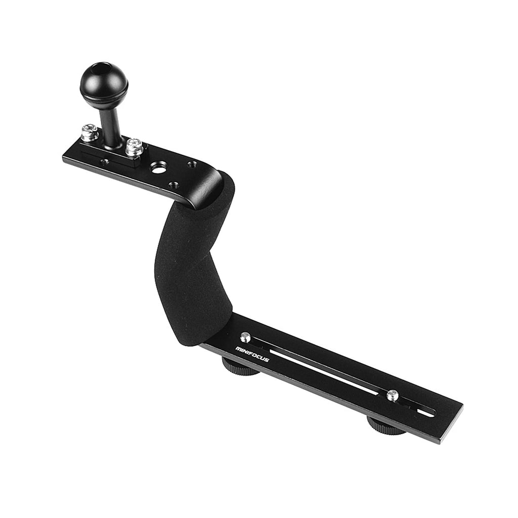Diving Photography Handle Tray Bracket, MINIFOCUS Aluminum Alloy Single Handle Underwater Grip Mount Handheld Stabilizer Clamp Mount with Ball Adapter for Camera Housing